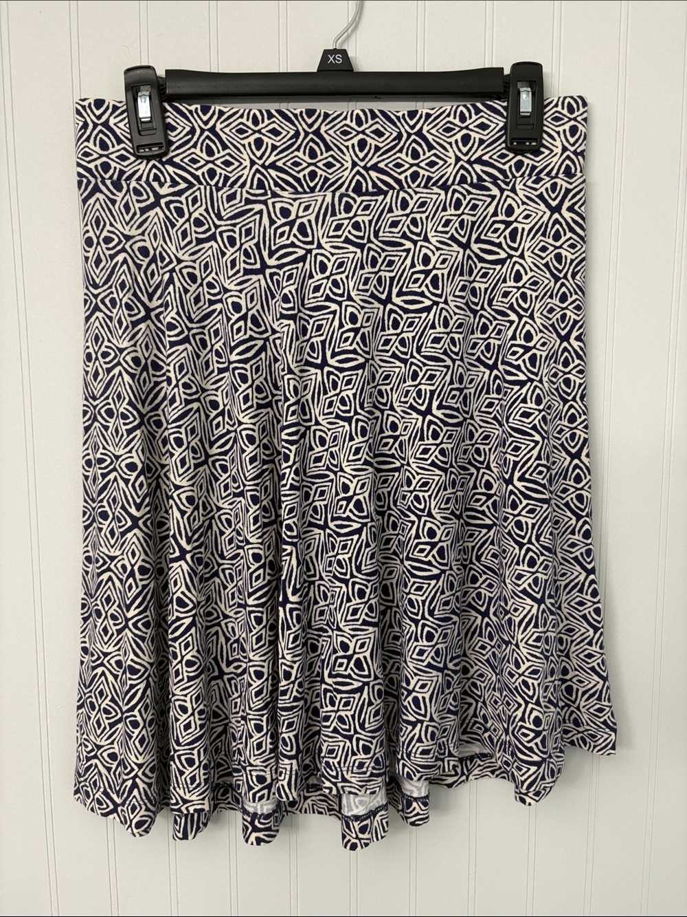 LOFT Stretchy Swing Pull On Mini Skirt Women Size Small Navy Blue White